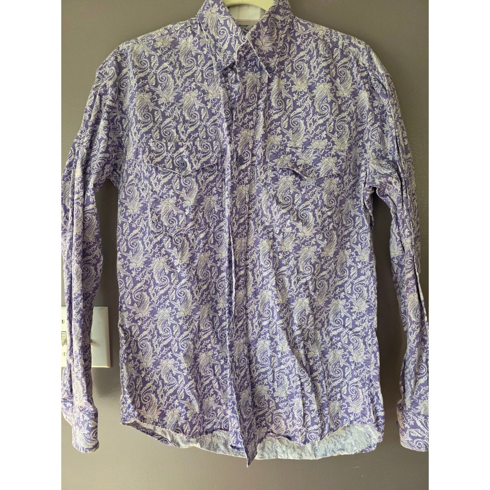 Stetson Mens Purple Paisley Western Button Down Shirt Long Sleeve Small Cotton